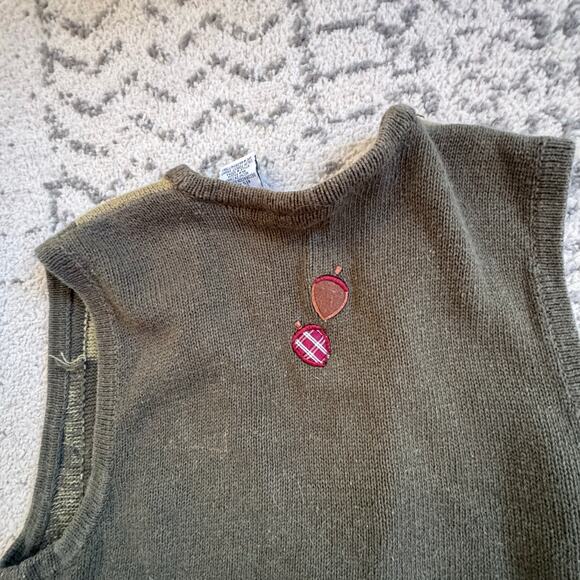 Bobbie Brooks Womens Fall Harvest Pumpkin Corn Print Vest Green Size Medium - Picture 8 of 8